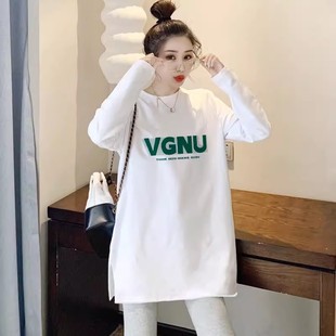 新款 白色内搭打底衫 女秋装 冬季 t恤上衣服潮 欧货洋气加绒宽松长袖