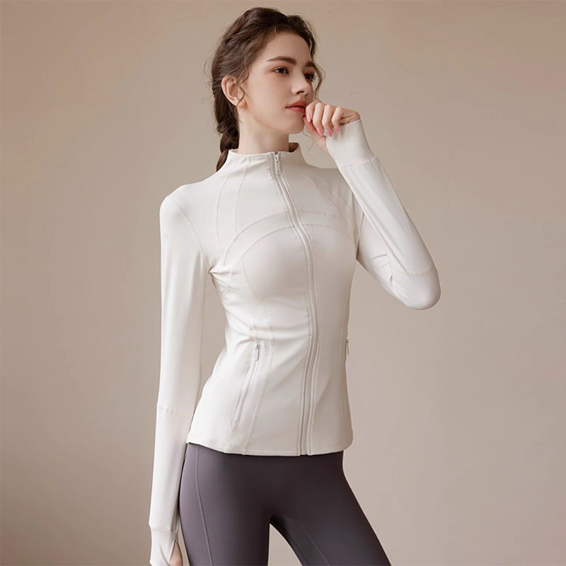 高端显瘦瑜伽服外套女修身立领瑜珈服骑行跑步运动训练健身长袖