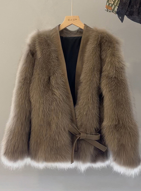 美拉德毛毛外套女秋冬新款皮毛一体外套时尚气质宽松外套女22959#