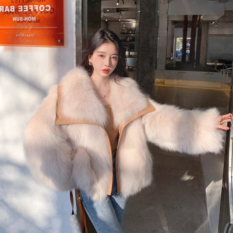 【妮娅粉丝专享】大翻领富家千金感毛毛外套女秋冬季新款30336#