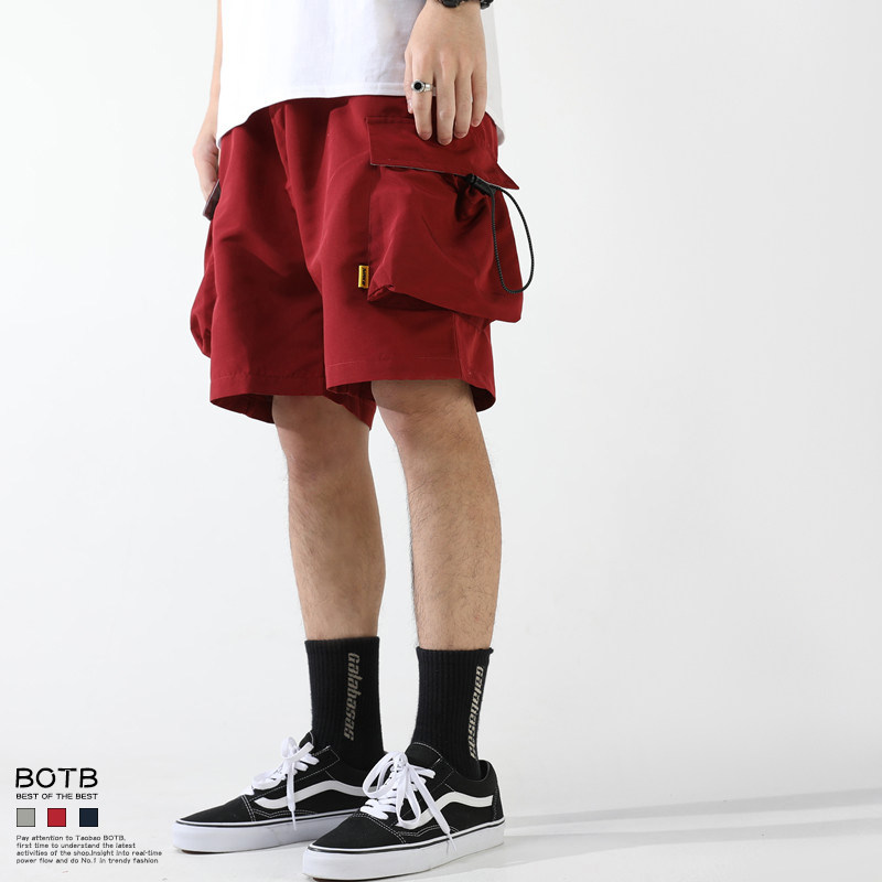 夏季新款工裝短褲嘻哈抽繩口袋中褲潮流休閑寬松運動酷純色五分褲在類目 男裝, 休閒褲中 - 來自Buy2taobao.com提供專業的淘寶代購服務