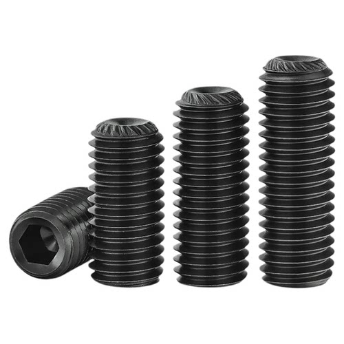 12.9级DIN916K无头机米凹端滚花带齿内六角紧定螺丝M3-M16顶丝