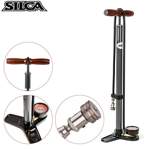 SILCA PISTA PLUS自行车打气筒带压力表高压法嘴美嘴通用多用气嘴