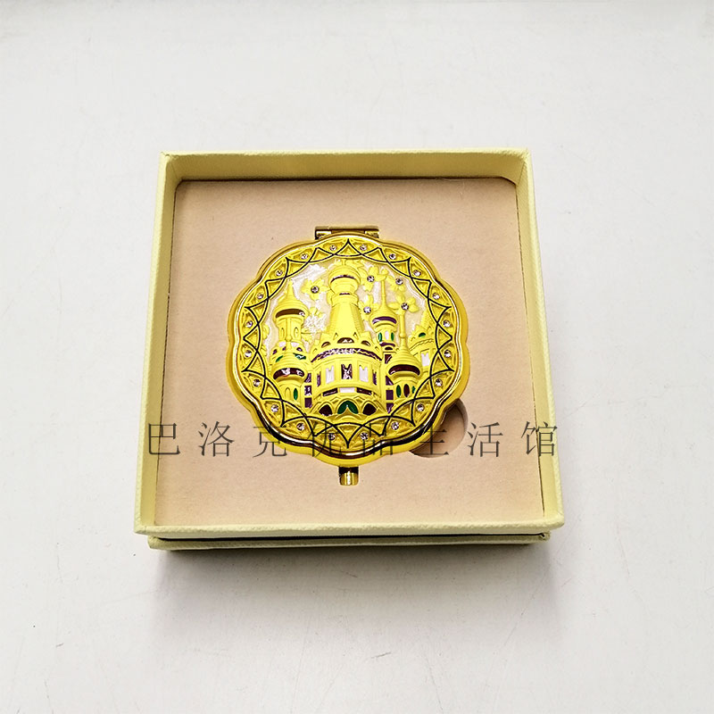 欧式金属化妆镜随身迷你便携小镜子白钢折叠双面镜创意复古梳妆镜