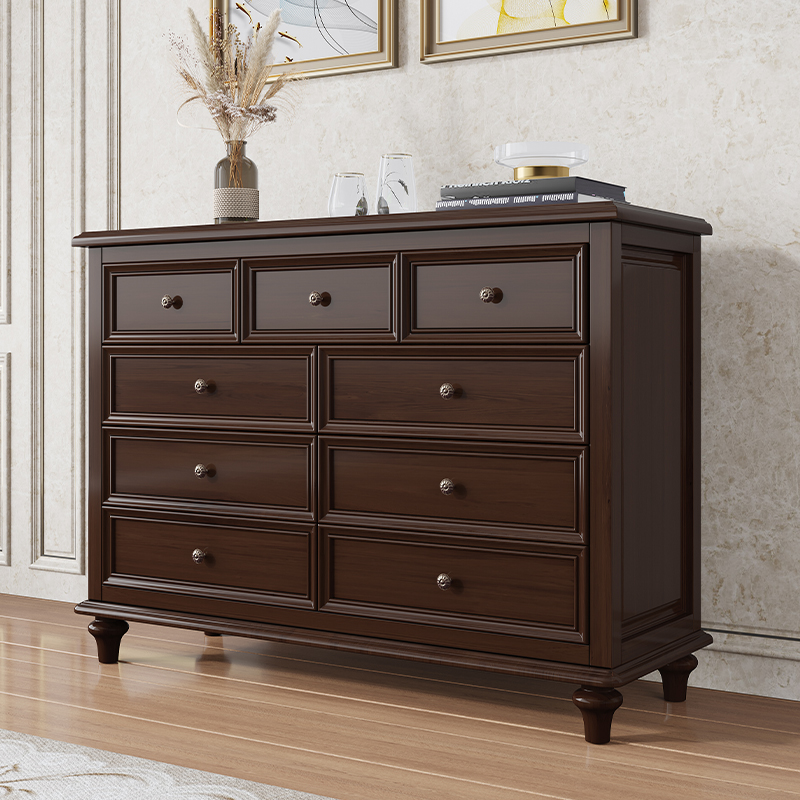 美式全实木原木储物斗柜