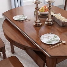 美式全实木餐桌可伸缩折叠家用可变圆饭桌变形圆型小户型圆桌
