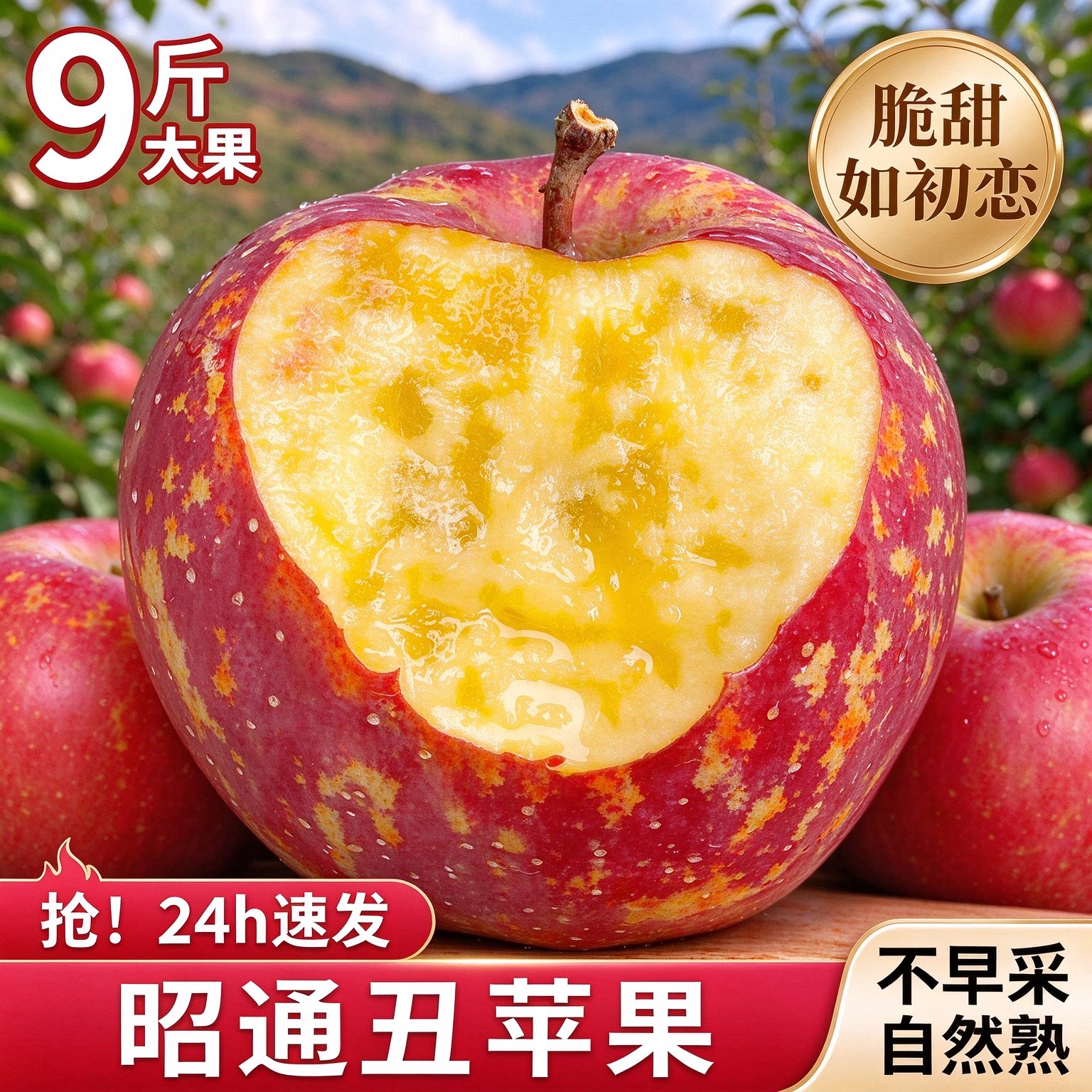 云南昭通丑苹果新鲜水果正宗整箱当季冰糖心丑苹果红富士苹果包邮