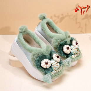 2024虎头鞋新款纯手工成人布鞋厚底拖鞋手工外穿复古绣花棉鞋