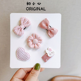 婴儿汗毛夹小月龄宝宝胎毛夹韩版婴幼儿可爱蝴蝶结发卡女婴光头夹