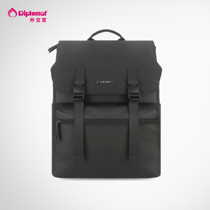diplomat/外交官大容量双肩包男士商务电脑包户外出游黑色背包
