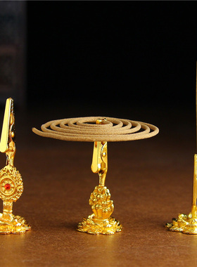 合金莲花香架家用线香夹香炉座插香小号盘香创意支架禅意金属香托