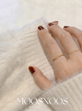 洗澡不掉色钛钢镀18K金麻花戒指女小众设计高级轻奢气质百搭指环