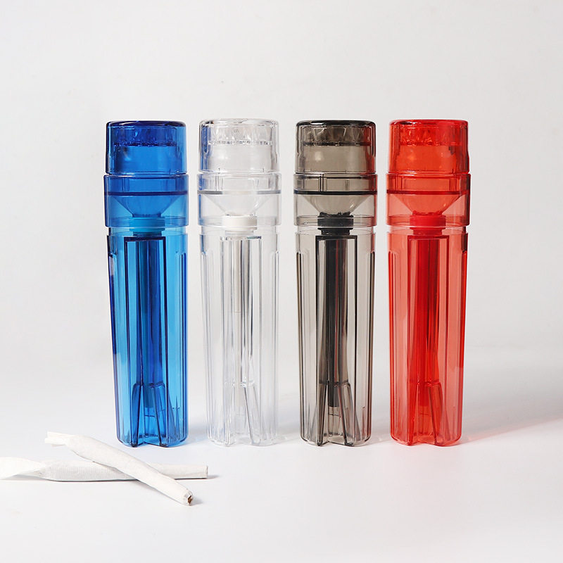 跨境塑料磨烟器喇叭管填烟一体四层可储物杯状烟草磨烟器
