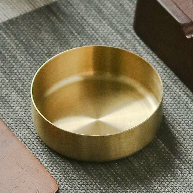 不锈钢烟灰缸内胆 8x2.5cm 金色高颜值家用防飞灰防锈防烫轻奢铁