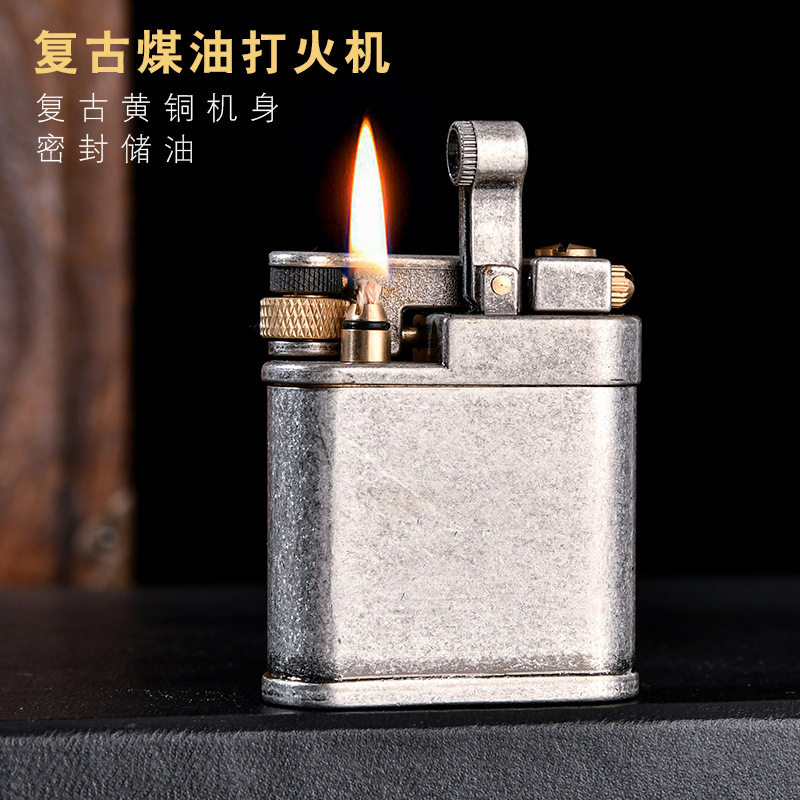 首领煤油打火机纯铜复古老式砂轮男士礼物个性创意高档礼品定广告