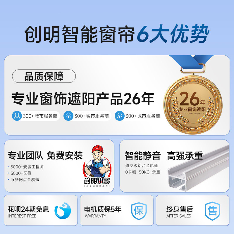 创明wintom电动窗帘180哈佛电动开合帘智能家居遥控自动开合电机