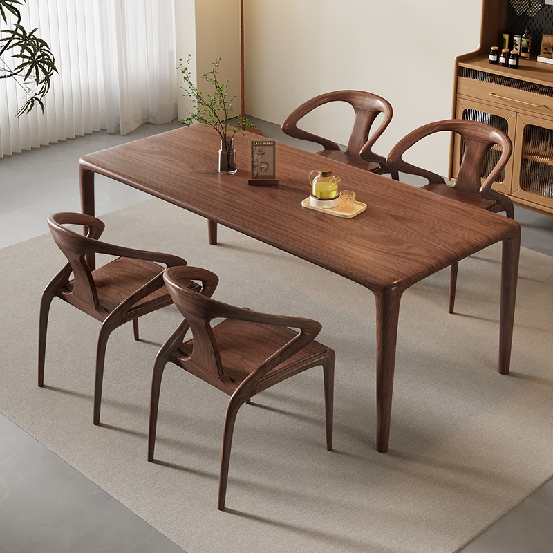 北美黑胡桃木餐桌实木家用吃饭桌榫卯现代简约家用白蜡木书桌茶桌