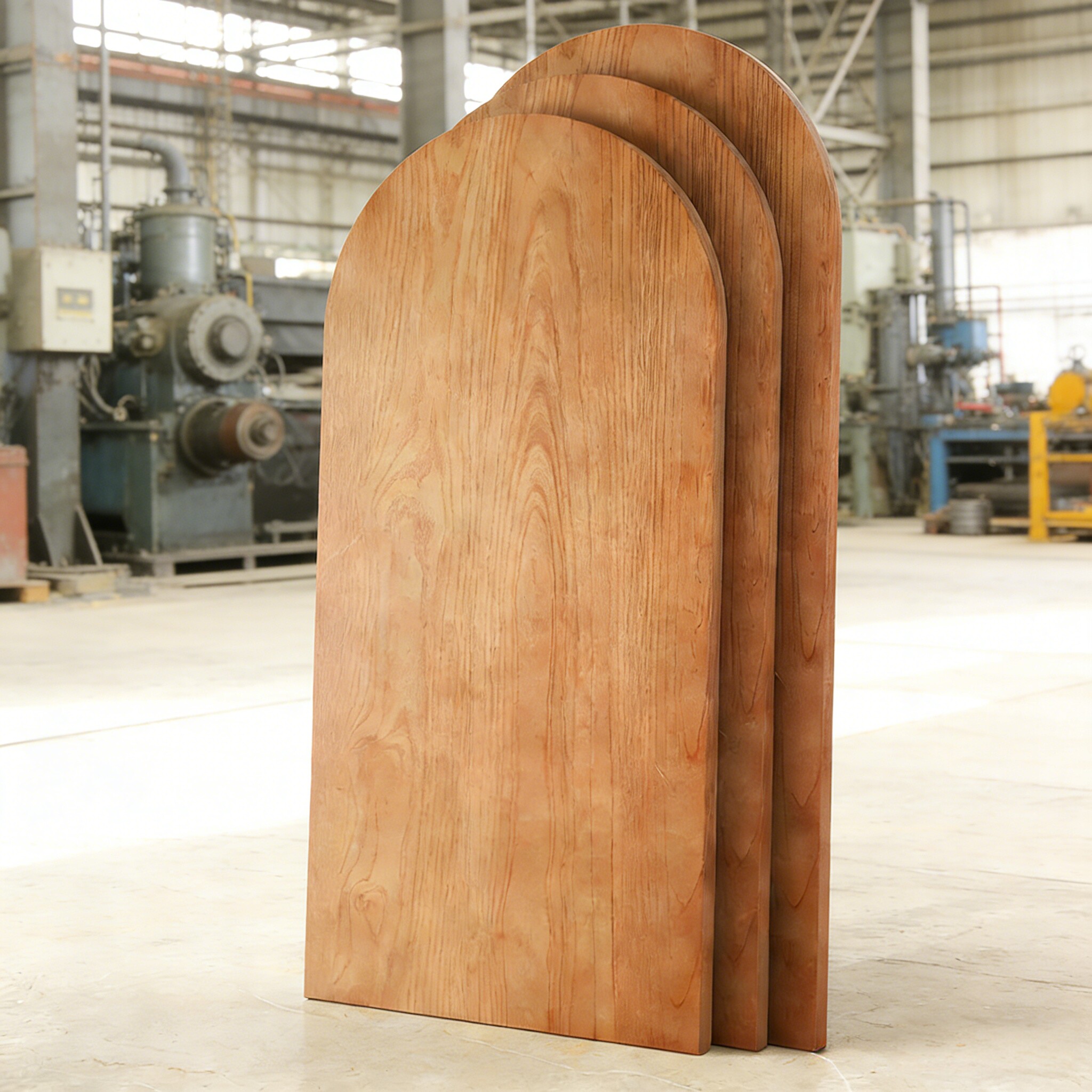 榆木椭圆桌面板实木半圆桌板黑胡桃餐桌岛台吧台板异形面加工定制