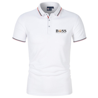 men polo shirt tops man tee字母印花欧美大码撞色小翻领衫运动