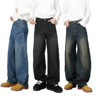 men baggy jeans man pantsnirn牛仔美式复古廓形潮牌弯刀牛仔裤