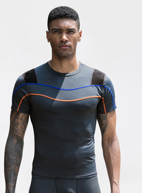 Men Gym Compression tShirts Man t-shirt Tops男PRO健身短袖T恤