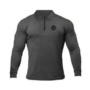 crossfit tshirt for men Gym秋季男士运动长袖POLO衫 纯棉透气