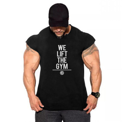 men gyms tank workout sleeveles shirt male summer loose