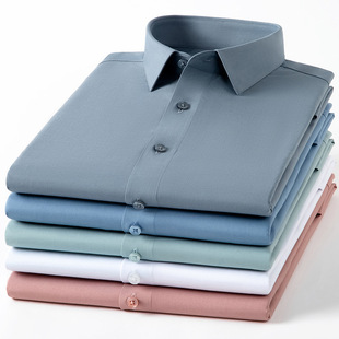 mens casual fashion non iron long sleeved solid color