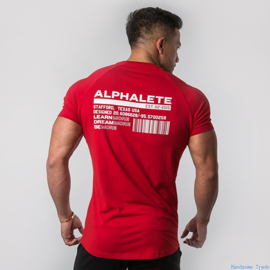 Men Fitness t shirt男短袖短袖T恤男修身运动Man tshirt Gym Top