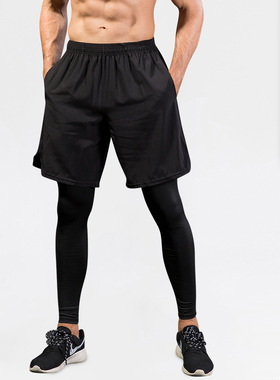 男士速干紧身裤Men Compression Sport Tights 2In1 Gym Leggings