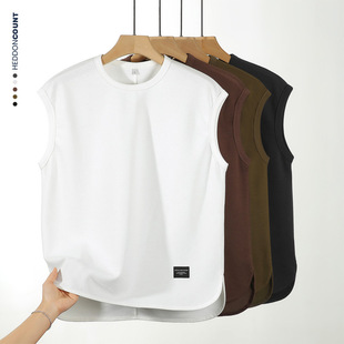2025 Men Tank Top Vest Sleeveless T Shirt 220克珠地棉背心t恤