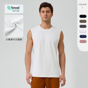 Men's cotton+modal tank top vest t shirt男宽松运动背心莫代尔