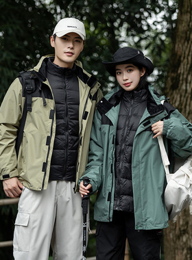 Man winter coat women warm Jacket户外三合一冲锋衣男女防风