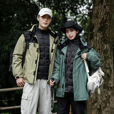 Man winter coat women warm Jacket户外三合一冲锋衣男女防风