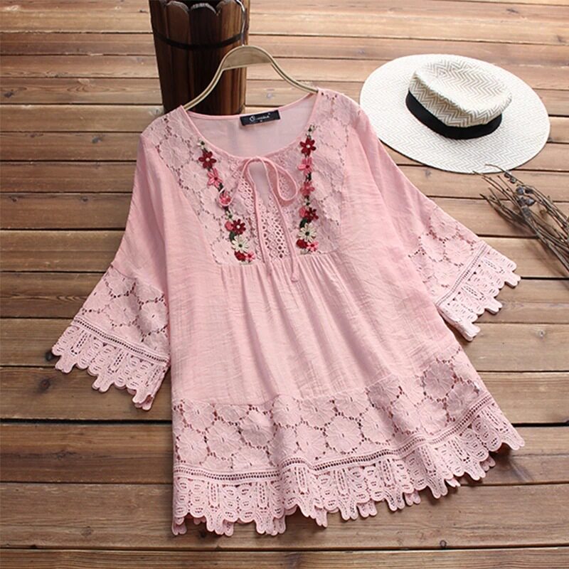 fashion shirt tops streetwear shirts tee新款夏 棉拼接蕾丝