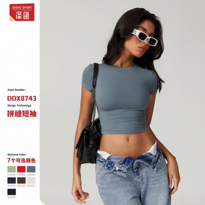 短袖Woman versatile Short Sleeve T-shirt crop Tops Tee Shirt