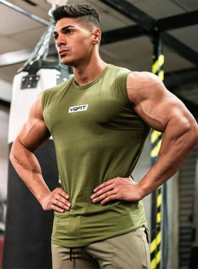 men gyms tank workout sleeveles shirt male summer loose