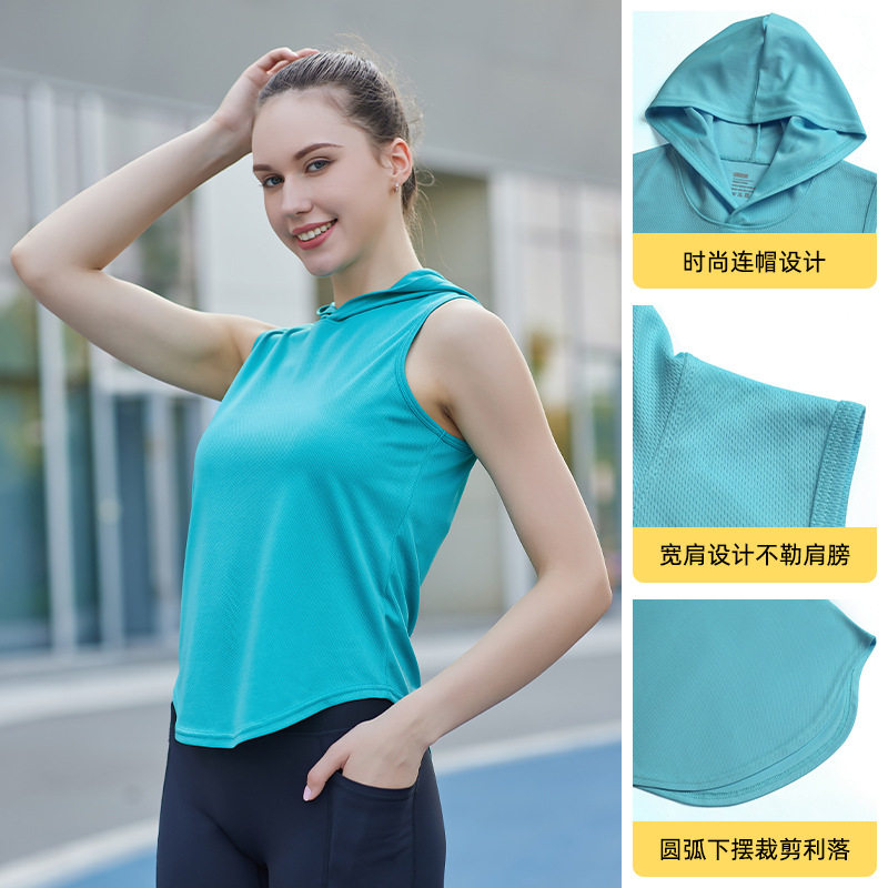 women compression vest tank top连帽背心女士户外健身训练跑步