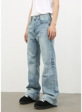 men baggy jeans man pants malenirn牛仔美式高街微喇叭牛仔裤男