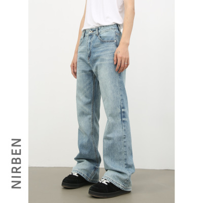 men baggy jeans man pants malenirn牛仔美式高街微喇叭牛仔裤男