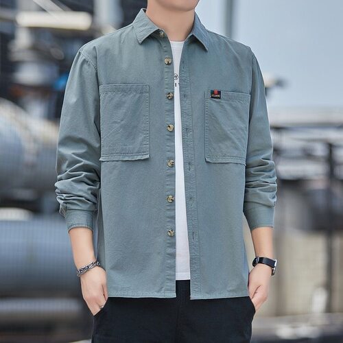 new shirt tops casual fashion loose shirts春秋纯棉长袖衬衫