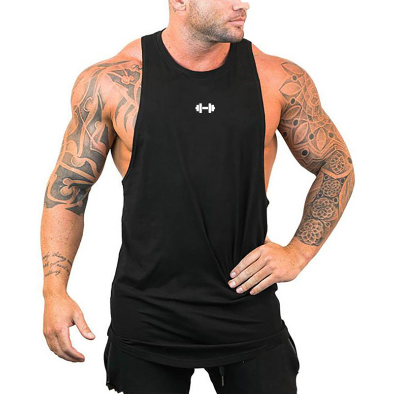 健身男背心纯棉无袖t恤打底衫上衣训练服gym men cottontank vest