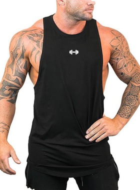 健身男背心纯棉无袖t恤打底衫上衣训练服gym men cottontank vest