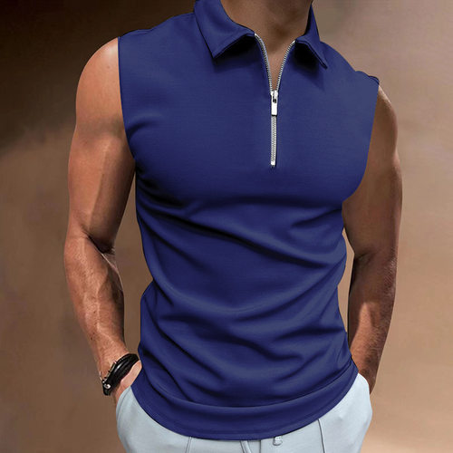 Summer Mens Shirt Sleeveless Collared T-Shirt Top Man's Wear