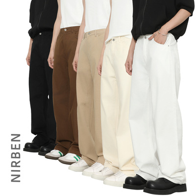 men baggy jeans man pants malenirn牛仔新品半松紧腰百搭休闲裤