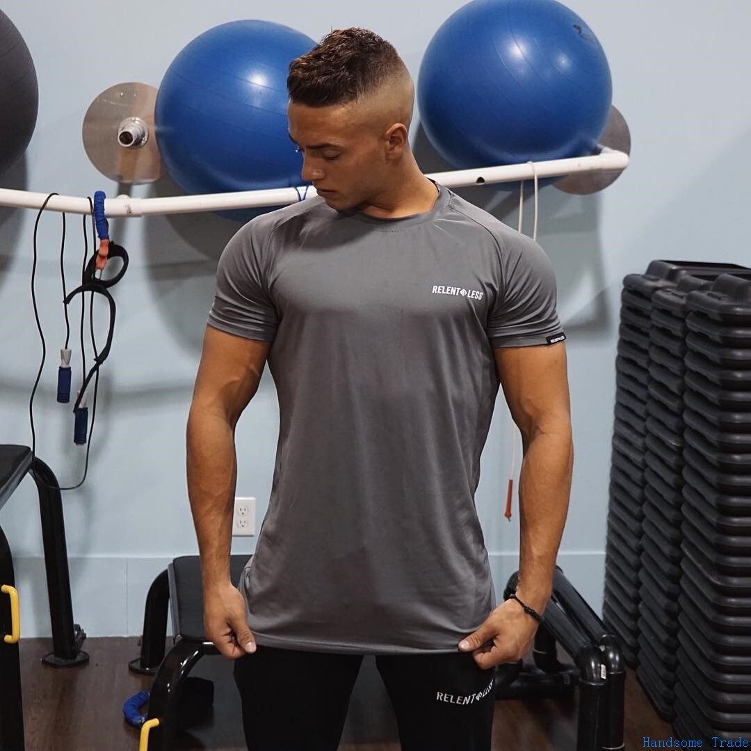 Mens crossfit t shirts男T恤夏Man Gym t-shirt fitness Clothes