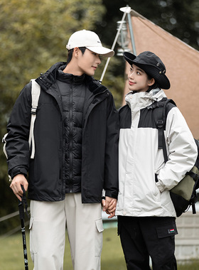 man winter coat women warm jacket户外山系冲锋衣三合一可拆卸