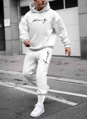 Men Tracksuit Hooded Sweatshirt+pants Fitness Sets卫衣套装男