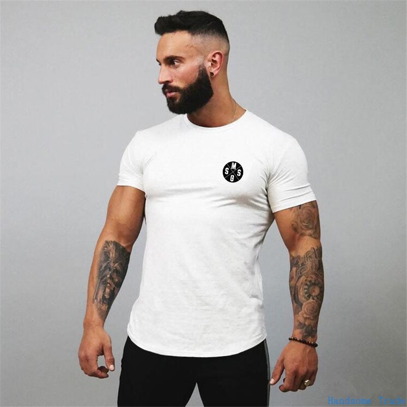 Mens T-shirts Gym Fitness tshirts Man男运动T恤短袖Crossfit夏