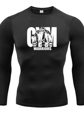 crossfit tshirt men Gym春秋健身man长袖速干弹力T恤compression